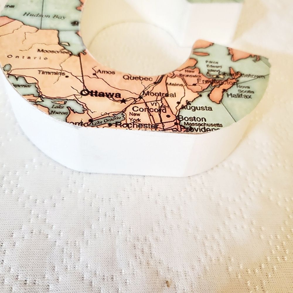 World Map Monogram Tabletop Accent - Picture 4 of 5